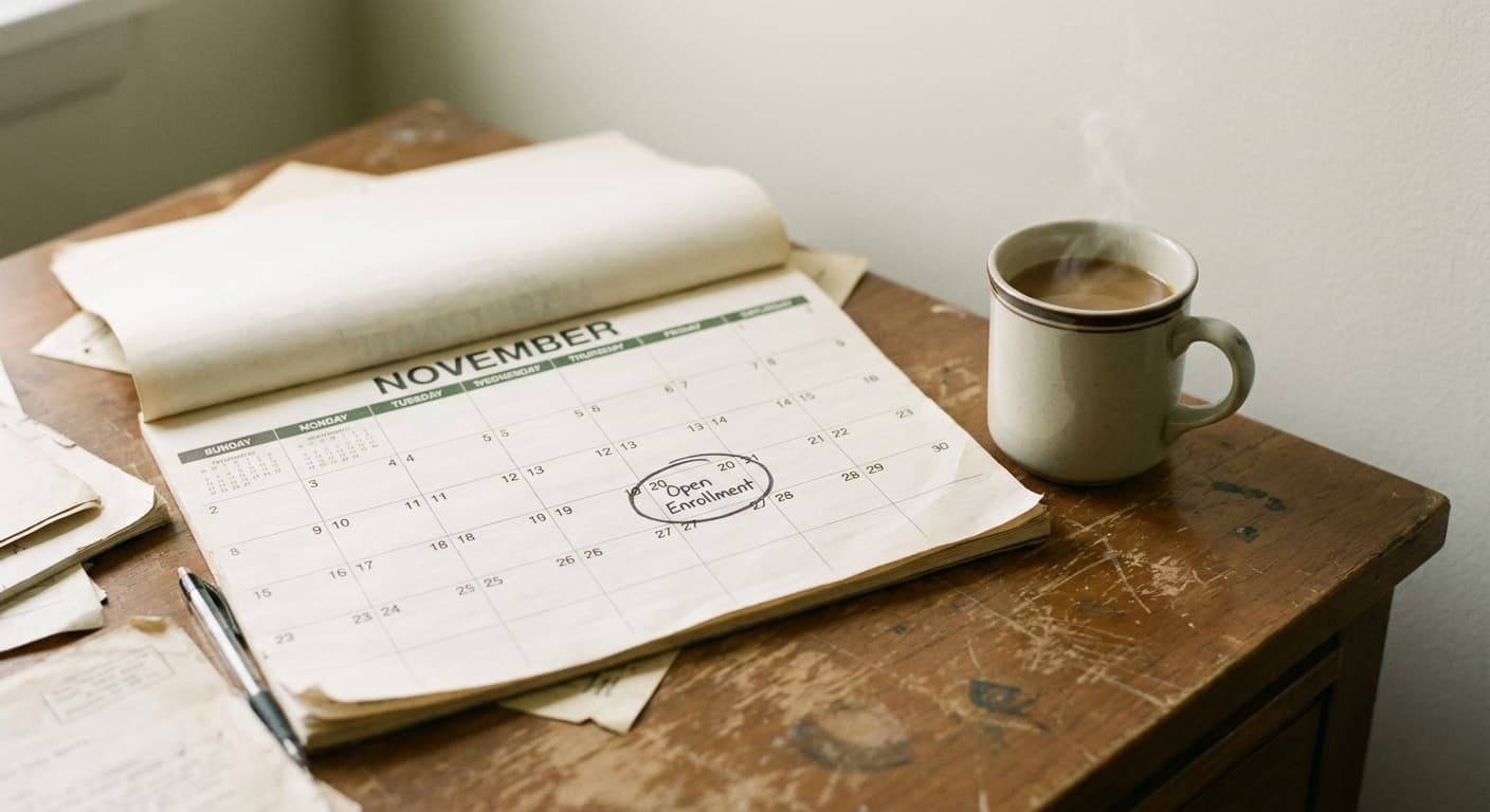 Calendar showing the 2026 open enrollment period from November 1 to January 15